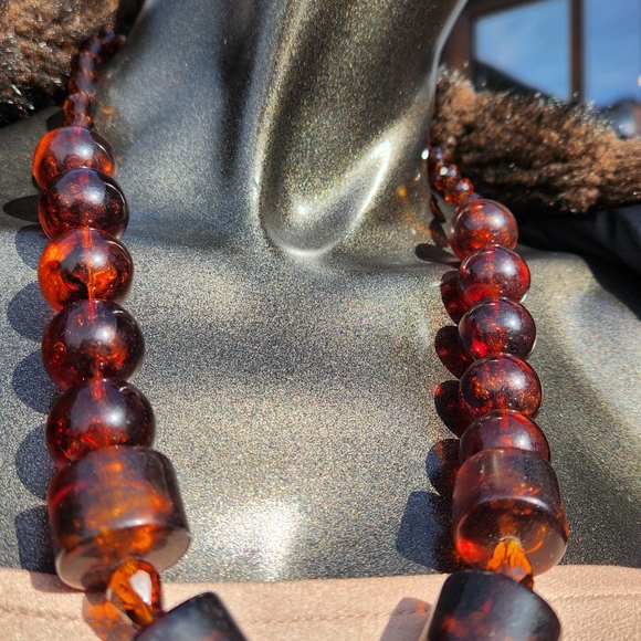 ✨️Chunky Vintage Brown Lucite Necklace - Tortoiseshell✨️ - Picture 3 of 15